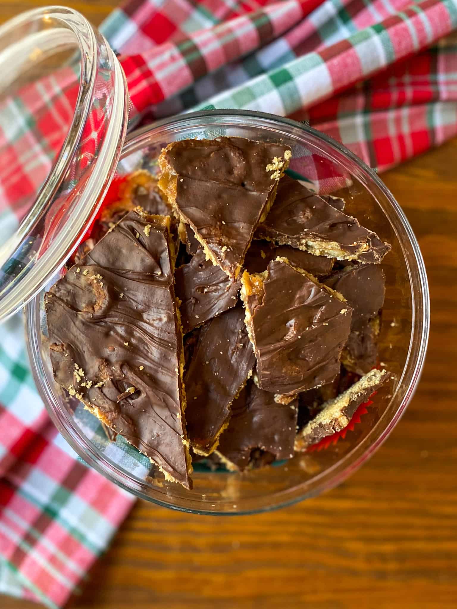 Bowl of Chocolate Toffee Pretzel Bark