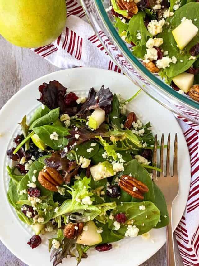 Candied Pecan and Cranberry Pear Salad Story