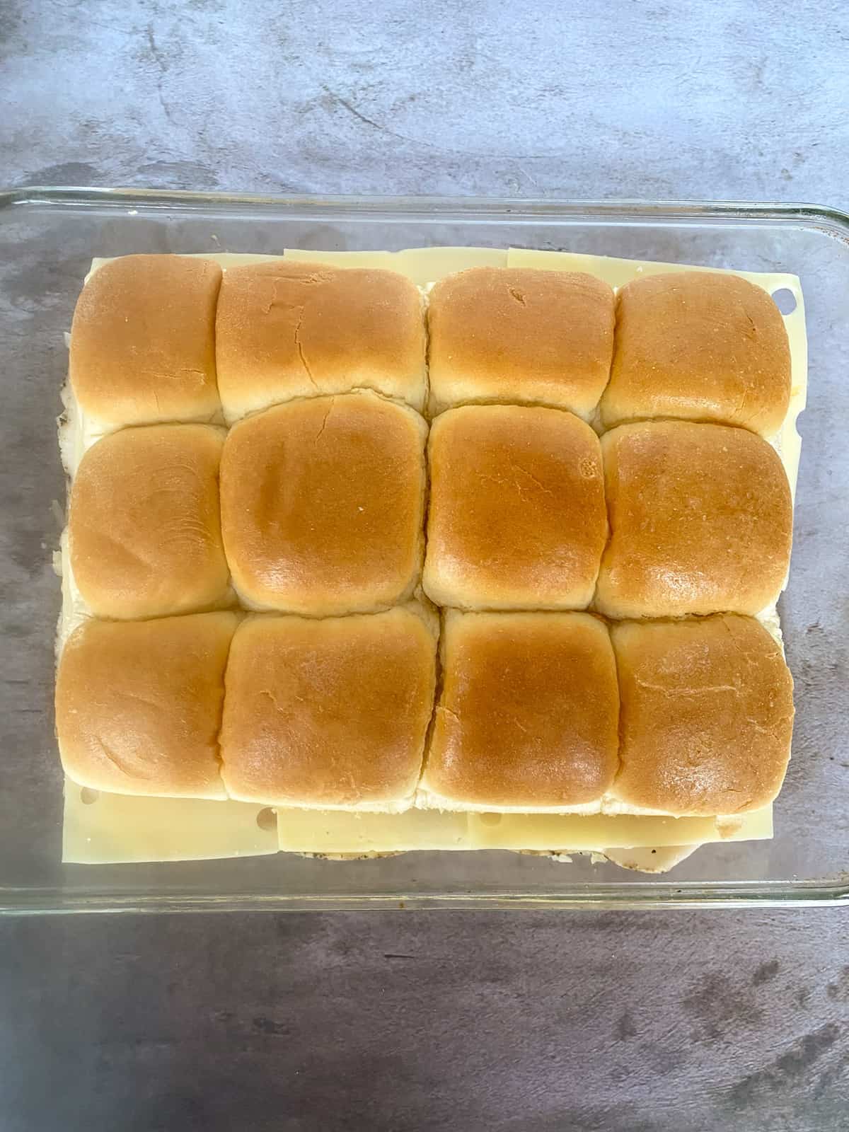 the tops of the buns place on top of the assembled sliders