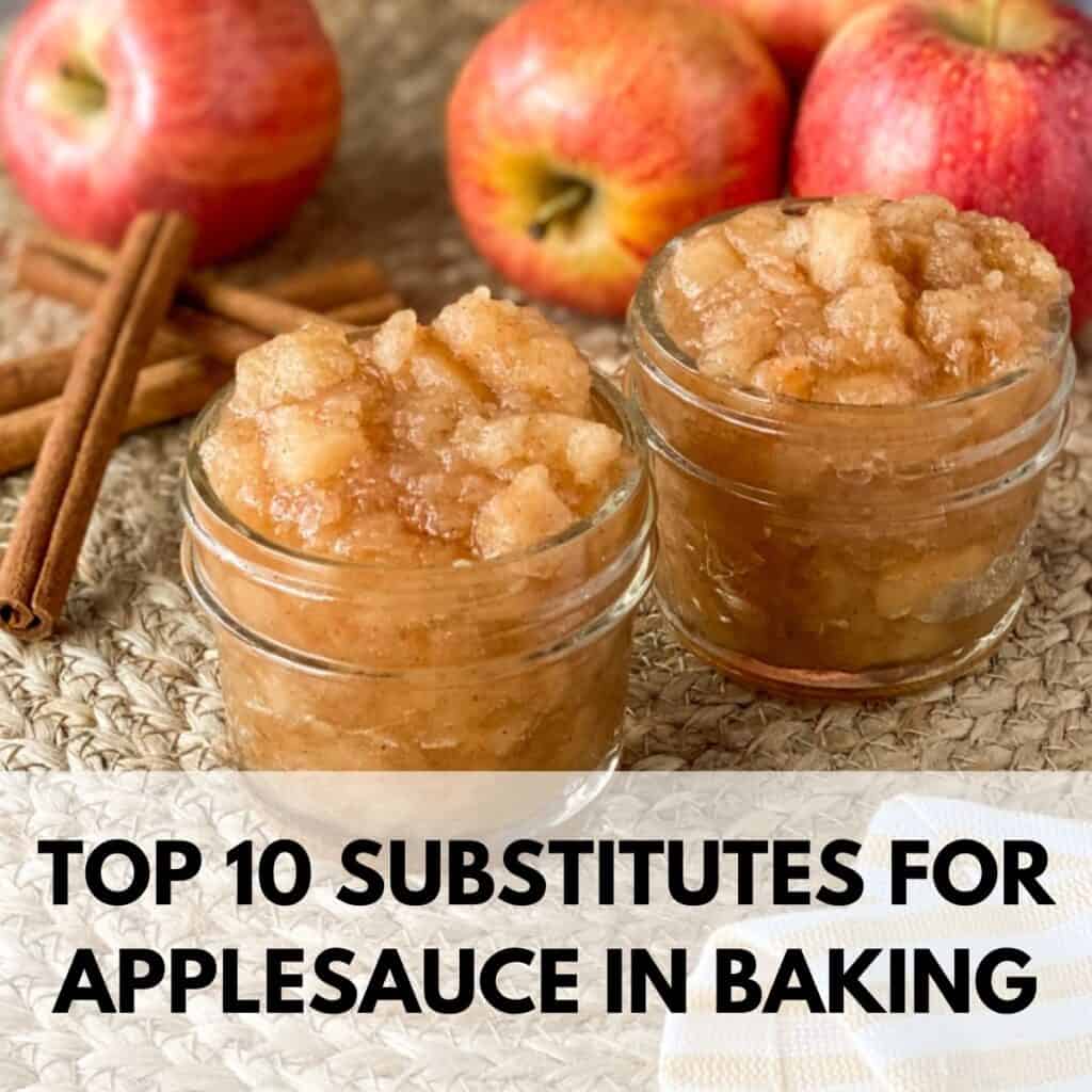 title over picture of two jars of applesauce, apples, and cinnamon sticks