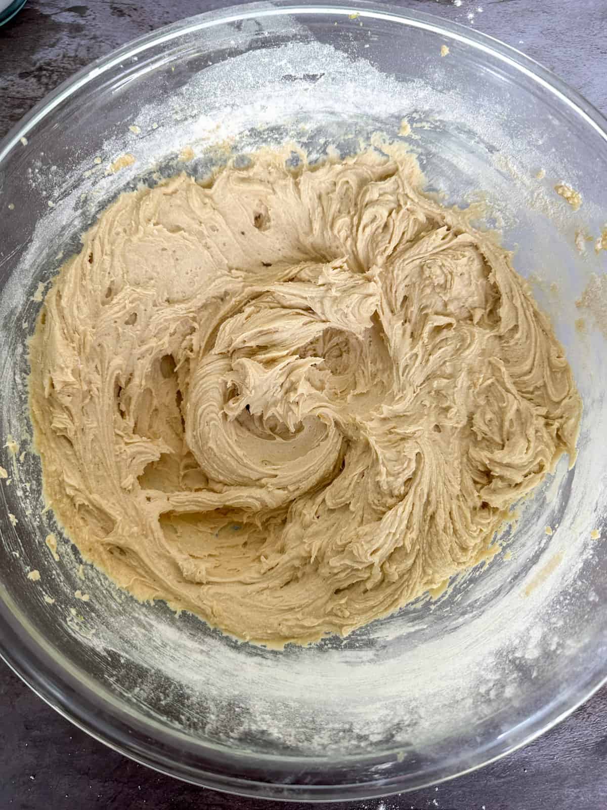 the batter mixed together without raspberries