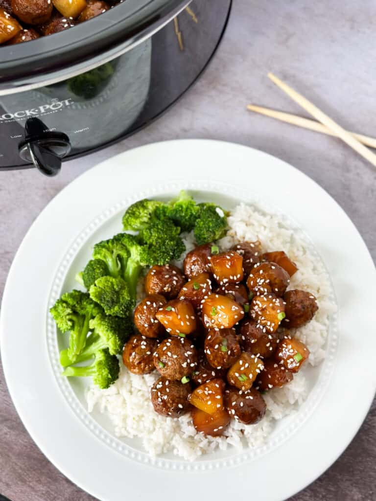 Slow Cooker Pineapple Teriyaki Meatballs Whiskful Cooking