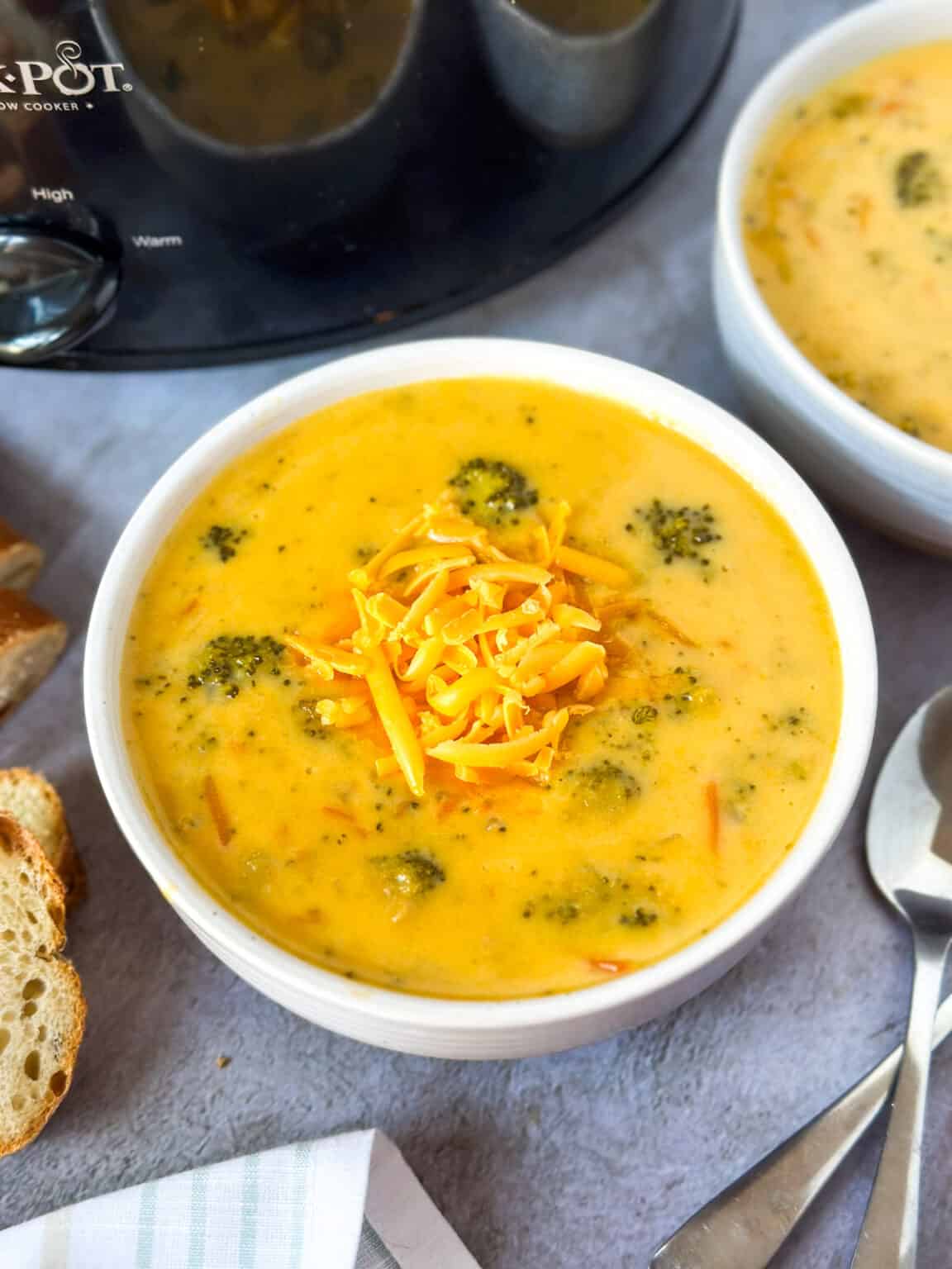 Easy Slow Cooker Broccoli Cheddar Cheese Soup Whiskful Cooking
