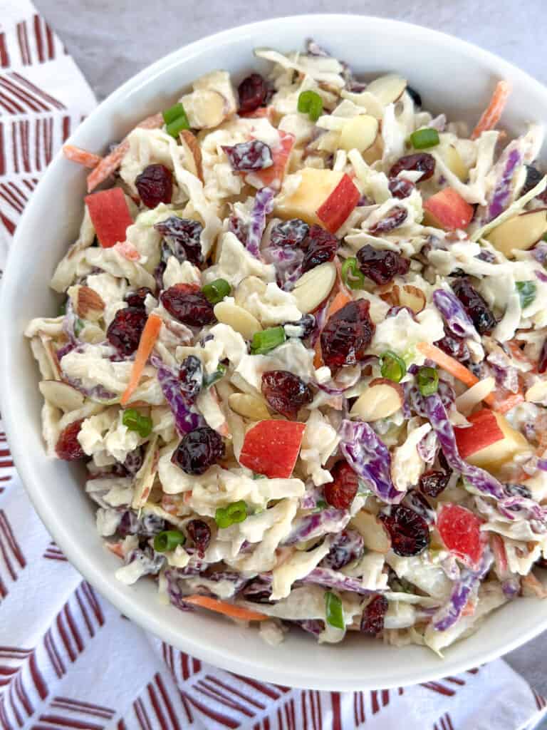 Creamy Cranberry Apple Coleslaw in a bowl