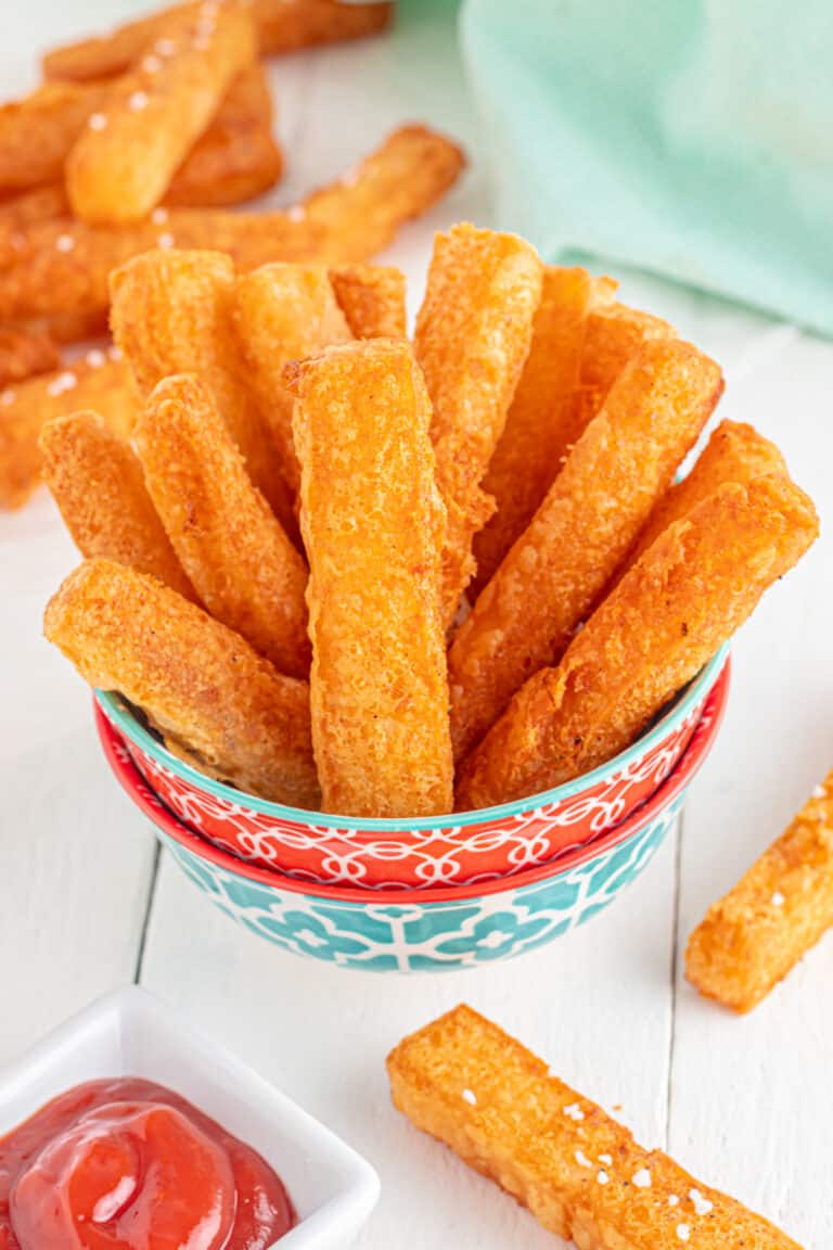 mashed potato fries in a bowl.
