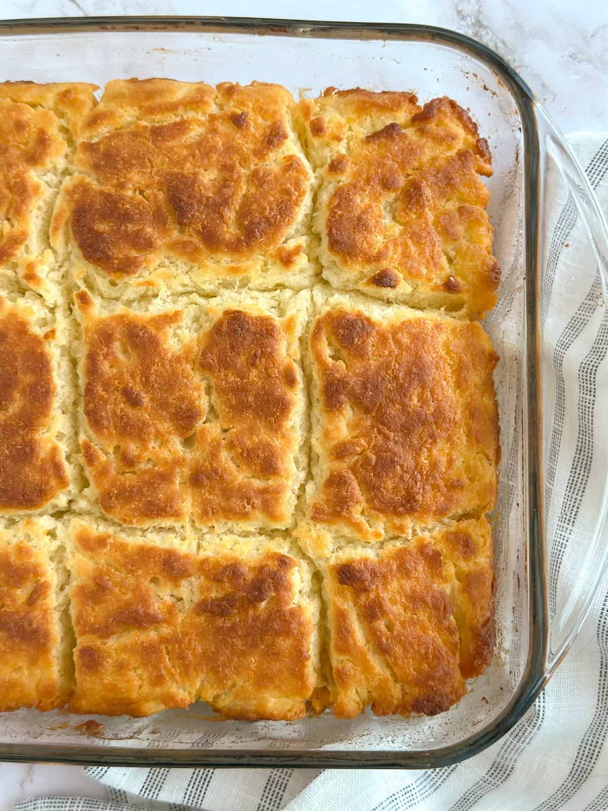 A pan of buttermilk butter swim biscuits.
